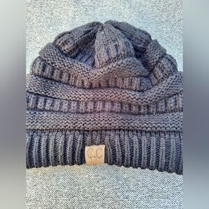 C.C Dark Gray Ribbed Knit Beanie